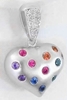1.90 ctw Rainbow Sapphire Diamond Heart Pendant in 14k white gold - SSP-5040
