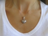 Rainbow Sapphire and Diamond Puffed Heart Pendant in 14k white gold