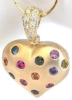 Heart cut natural rainbow sapphire ring in 14k yellow gold