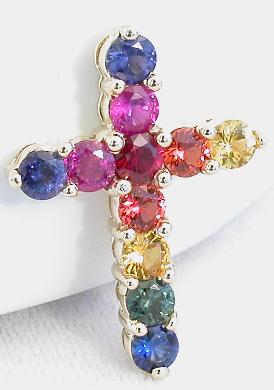 Rainbow Sapphire Cross Pendants
