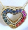 Heart cut natural rainbow sapphire ring in 14k white or yellow gold