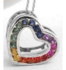 Rainbow Sapphire Heart Necklaces