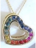 Rainbow Sapphire Heart Necklace