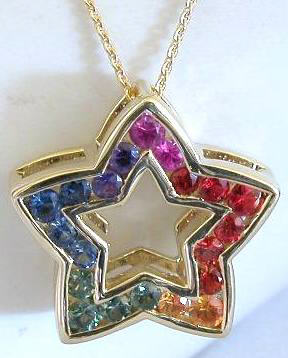Rainbow Sapphire Star Pendants