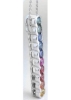 Thin Rainbow Sapphire Stick Pendant in 14k white gold with 16" white gold chain