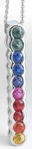 Rainbow Sapphire Line Pendants