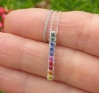 Multi color Rainbow Sapphire Line Pendant in 14k white gold Share Pinterest Facebook Rainbow Sapphire Line Pendants   Rainbow Sapphire Line Pendants in 14k white gold   Real Rainbow Sapphire Line Pendant in 14k white gold. Gift Idea