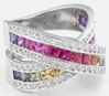 Rainbow Sapphire and Diamond Rings