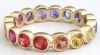 Bezel Set Round Natural Rainbow Sapphire Eternity Band Ring in 14k gold for sale