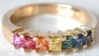 Natural Princess Cut Rainbow Sapphire Ring in 14k yellow gold