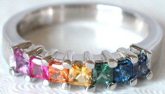 Princess Cut Rainbow Sapphire Rings