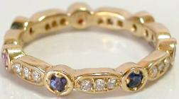 Rainbow Sapphire Diamond Ring