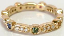 Rainbow Sapphire Eternity Ring with Diamonds