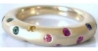 Burnished Natural Rainbow Sapphire Band Ring in Real 14k Yellow Gold for sale