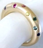 Burnished Set Natural Rainbow Sapphire LGBT Band Ring in Real 14k Yellow Gold for sale