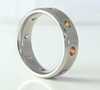 Men's Genuine Round Rainbow Sapphire Eternity Band Ring in  14k white gold