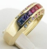 Natural Princess Cut Sapphires in Blue, Purple, Red, Orange, Yellow and Green Channel set in 14k yellow gold