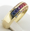Rainbow Sapphire Rings in 14k yellow gold