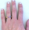 Unique Rainbow Sapphire Ring with Princess and Round 2-3mm Sapphires in 14k yellow gold