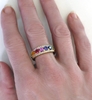 Round Rainbow Sapphire Ring with Diamonds in 14k yellow gold