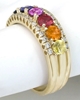 Round Rainbow Sapphire Band Ring with Diamonds in 14k yellow gold