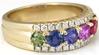 Genuine Rainbow Sapphire Ring with Diamonds in 14k yellow gold