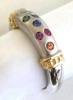 LGBT Natural Rainbow Sapphire Engagement Ring in 14k white and yellow gold for sale