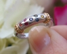 LGBT Rainbow Natural Sapphire Promise Wedding Ring in 14k white and yellow gold for sale