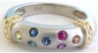 Natural rainbow sapphire ring in 14k white and yellow gold