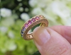 LGBT Rainbow Sapphire Eternity Wedding Band Ring with Natural Sapphires and Real Gold for sale