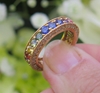 Natural Rainbow Sapphire LGTB Engagement Eternity BandRing and Diamond Eternity Band for sale