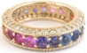 Round cut natural rainbow sapphire wedding ring in 14k gold