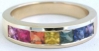 Princess cut natural rainbow sapphire ring in 14k gold