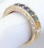 Woman's Round Natural Rainbow Sapphire Band Ring in 14k yellow gold