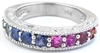 Natural Round Rainbow Sapphire Ring- 14k white gold for sale