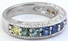 Shared Prong Rainbow Sapphire Rings