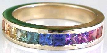 Channel Set Rainbow Sapphire Ring