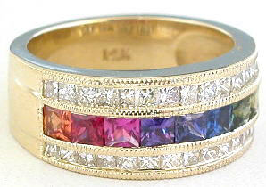 Princess cut Sapphire Diamond Rings