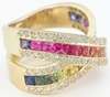 Custom Rainbow Sapphire Diamond Rings