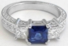 Natural blue sapphire ring in 14k white gold