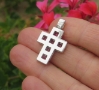 Natural Ruby Cross Pendant with Pave Set Diamonds in 18k white gold