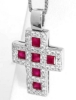 Natural Ruby Cross Pendant with Pave Set Diamonds in 18k white gold