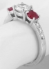 Round Diamond and Natural Ruby Ring in in 14k white gold