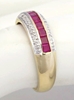 Womans Channel Set Genuine Ruby Ring in solid 14k yellow gold