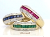 Stackable Natural Ruby, sapphire and emearld rings in solid 14k yellow gold for sale