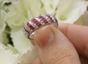 Genuine Baguette Ruby Ring with Real Round Diamonds in solid 18k white gold for sale