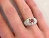 Genuine Ruby Ring- Vintage Style in 18k white gold