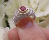 Bezel Ruby Ring- Unique Round Natural Ruby set in Bold 14k white gold design