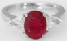 Fine Quality Natural Burmese Ruby and Trillion Diamond Ring in 18k white gold