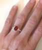 Three Stone Engagement Ring with Trillion Diamonds and Fine Quality Oval Burmese Ruby in 18k